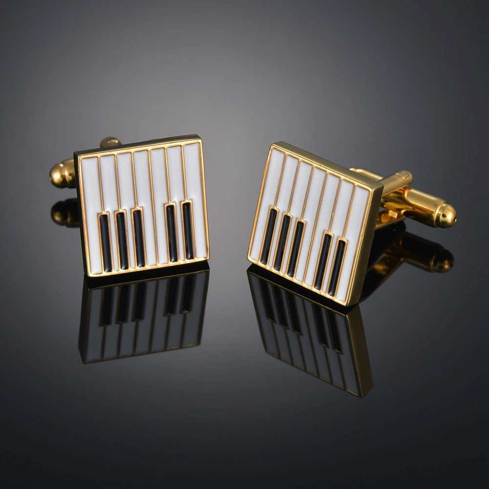 Copper material plating entertainment hobbies cufflinks musical notes chromatics piano guitar French shirt acce W250111