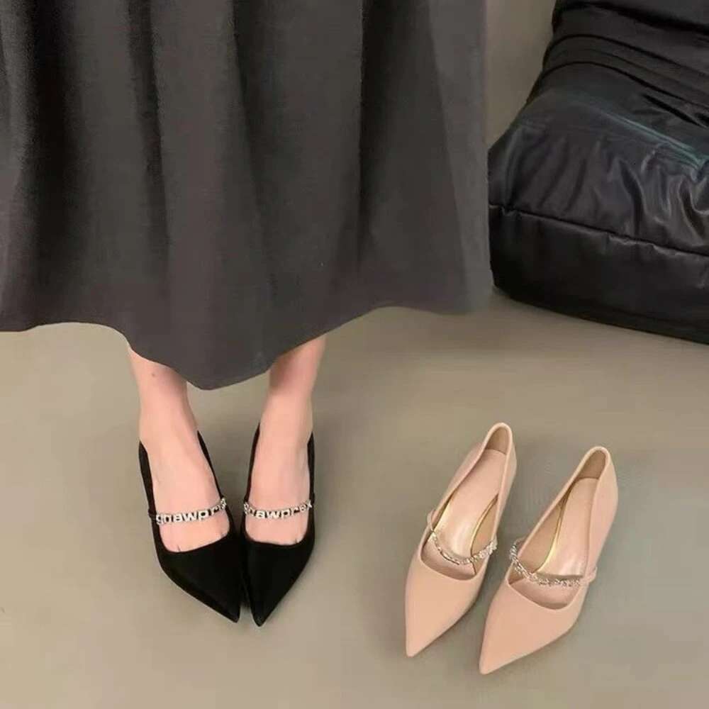2024 Spring And Autumn New Style Women's Fashion Shallow Mouth Design Temperament High Heels Size 35-39