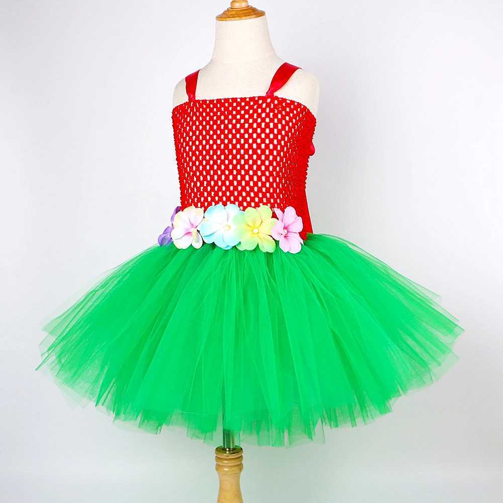 Haiian Hula Girls Dress Children Haii Lilo Tutu Dress Preschool Baby Girls Hula Show Costume Halloween Luau Dance Costume W250111
