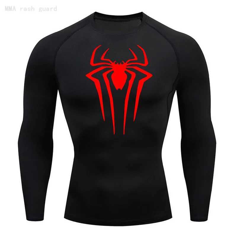 Compressed mens T-shirt long sleeved black top for fitness and sun protection second skin quick drying breathable and casual long T-shirt 4XL W250111