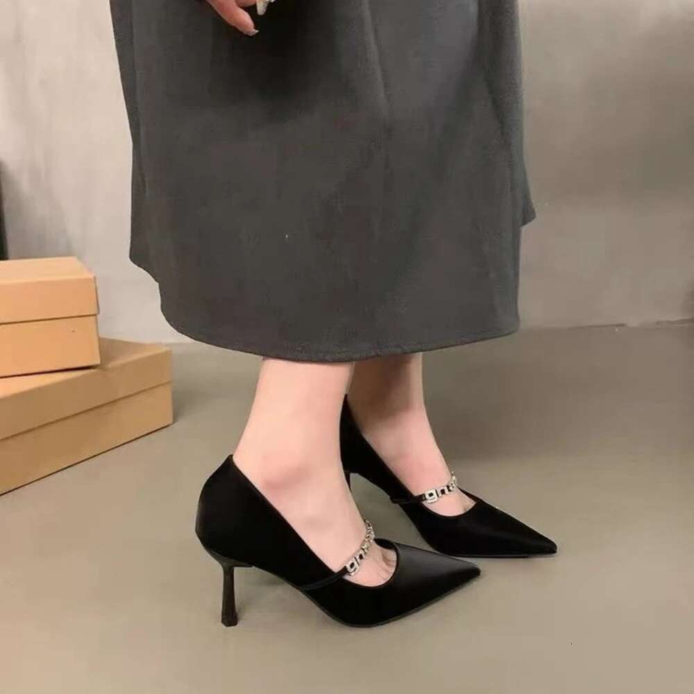 2024 Spring And Autumn New Style Women's Fashion Shallow Mouth Design Temperament High Heels Size 35-39