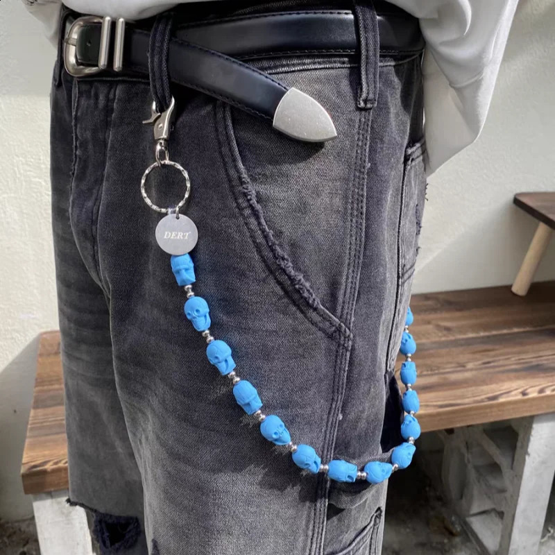 Blue Acrylic Skull Pants Chain Man Maam Ones Waist Fashion Metal Accessories Hip Hop Punk y2k Key Chain 250107