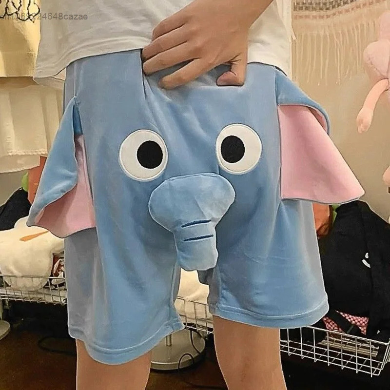 TikTok womens mens shorts cute little fly elephant summer cartoon 3D pajamas couple soft home shorts Kawaii 250109