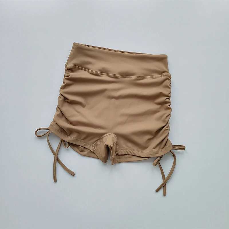 High Waisted Sexy Fitness Shorts Drawstring Straps Quick Drying Running Three Piece Pants Women Peach Buttocks Sports Hot PantsXJ250111