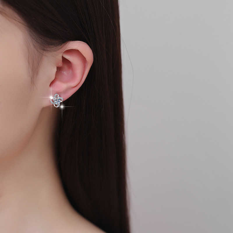 Fine Jewelry Fashion windmill 0.5CT Round Diamond Studs Earrings GRA Certified Moissanite S925 sterling silver earrings