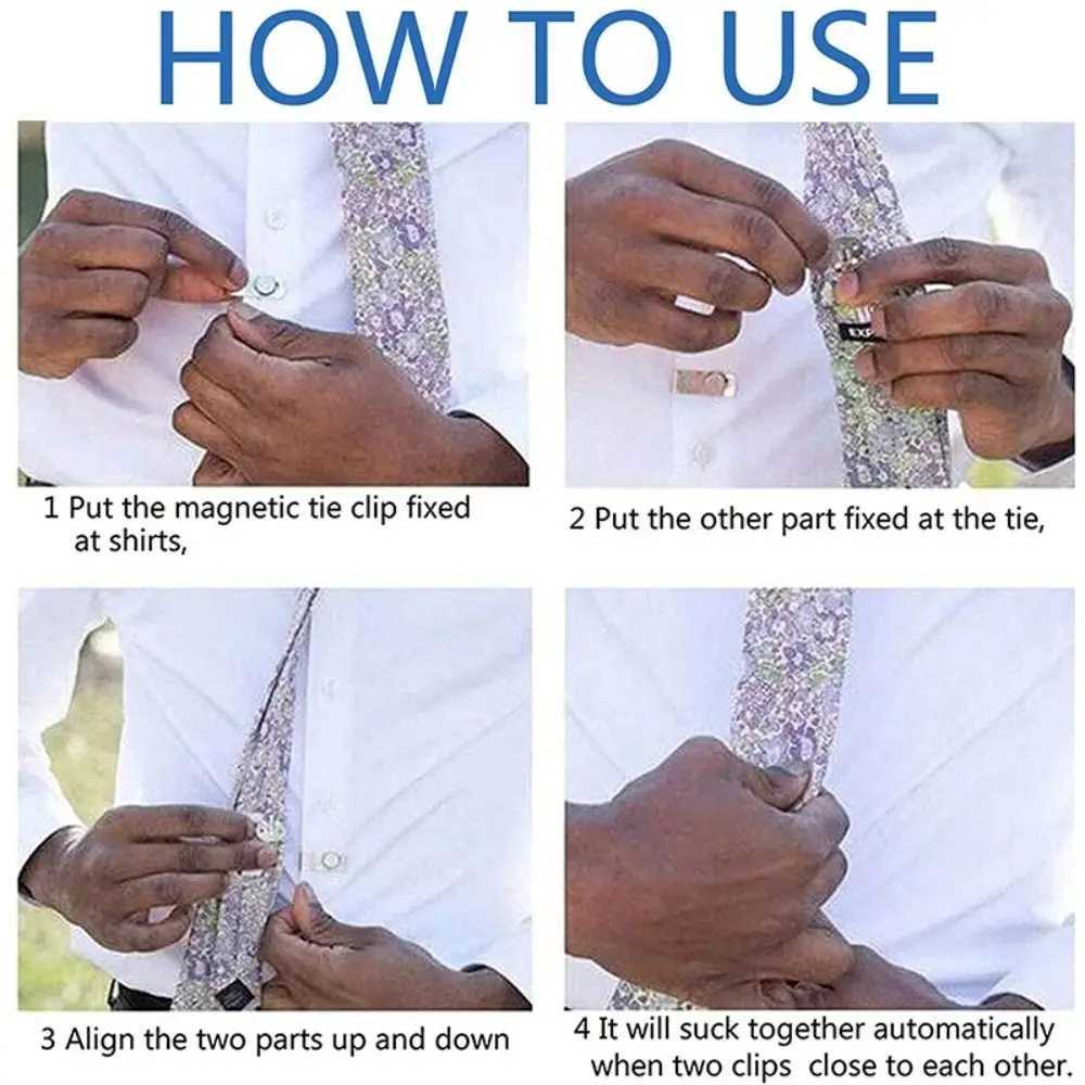 Magnetic invisible tie clip with automatic fixing buckle anti wrinkle and anti swing tie clip W250111