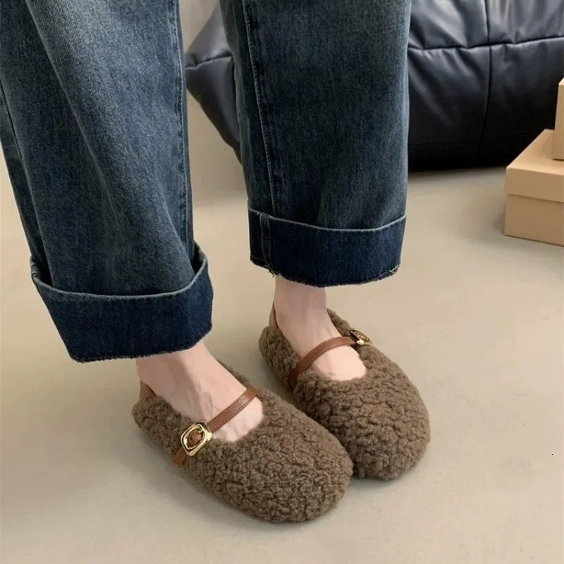 Winter Shoes Women Round Toe Slip-on Female Footwear Loafers Fur Casual Sneaker Autumn Modis Slip on Dress Moccasin Fall 250106