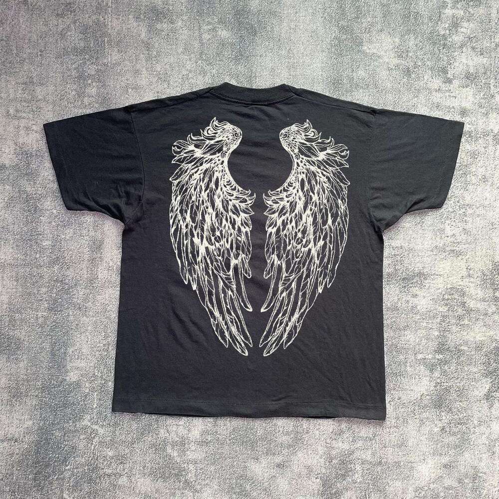 Ins niche design sense American Vintge vintage washed printed short sleeved t-shirt for men women loose and versatile top