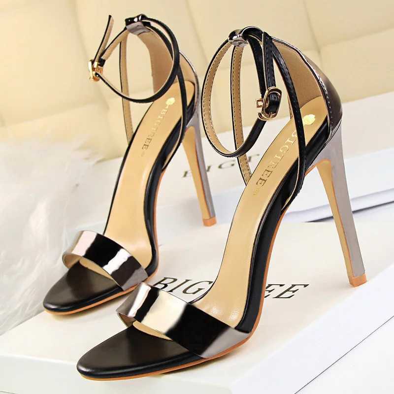 New Arrival BIGTREE shoes Pu leather high heels 2025 new womens high heels sexy slim high heels 11cm party shoes color matching womens sandals T250110