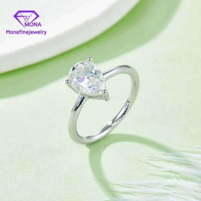GRA certified 2CT VVS pear shaped silica stone womens wedding ring silver plated white gold birthday jewelry W250111