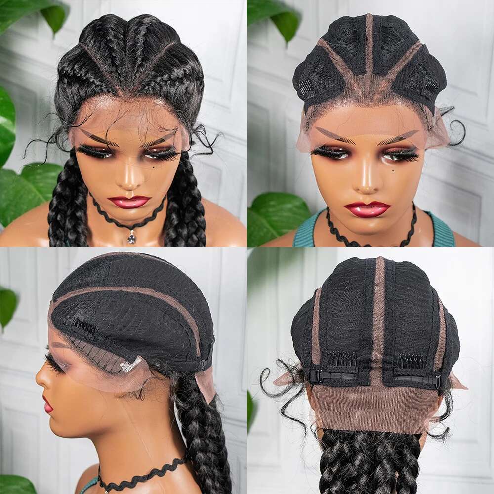 Synthetic Braided With Baby Long 26 Inches Box Braids Wig For Black Women Lace Front Afro Hair Wigs