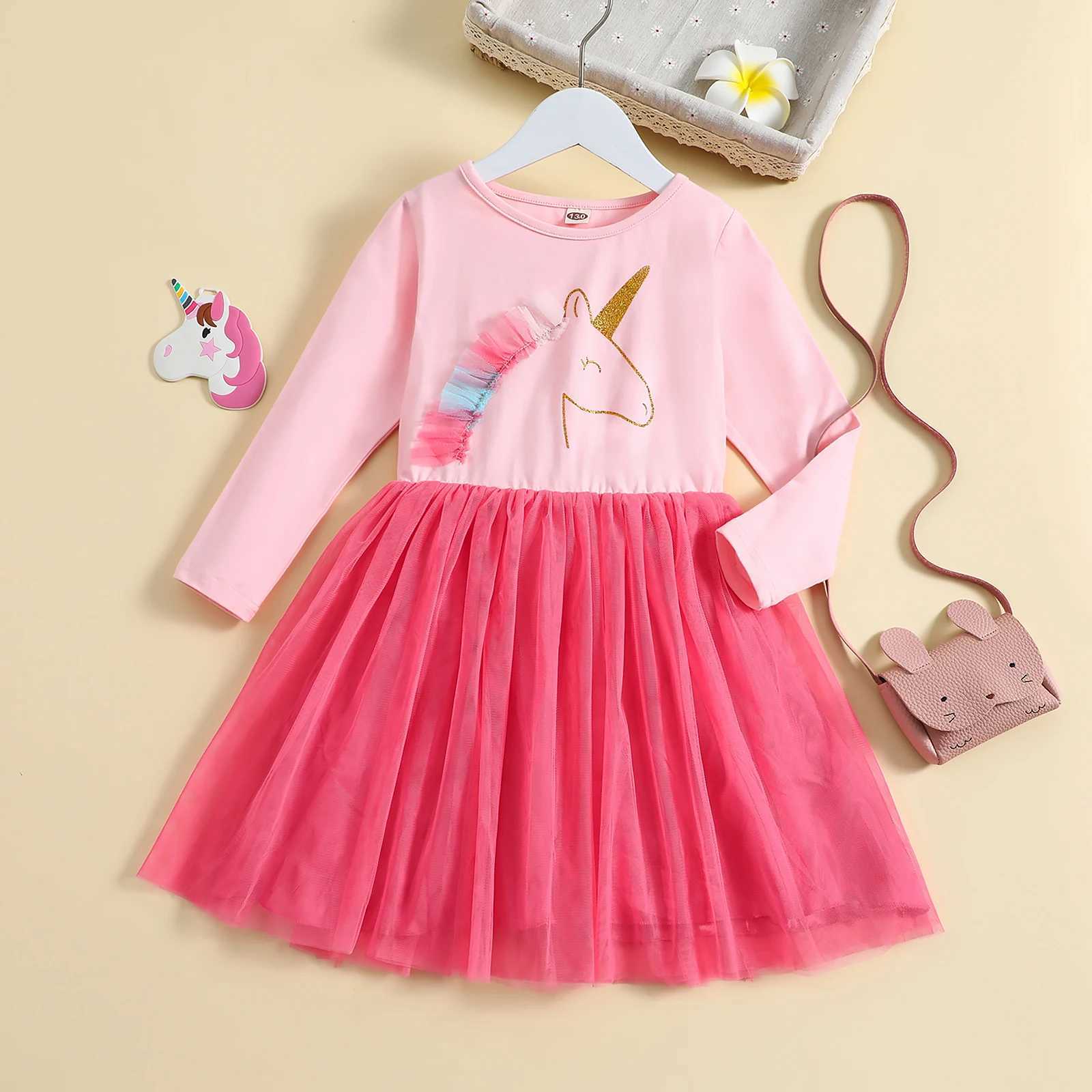 Tutu dress for preschool girls purple long sleeved rainbow prince dress for girls aged 2-7 W250111