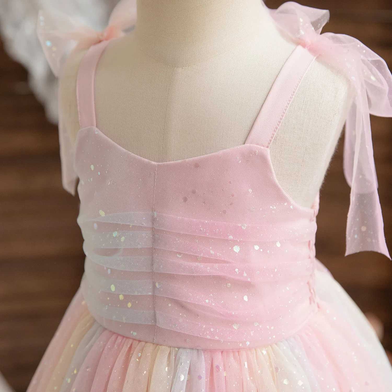 1-5 year old baby girl Tutu dress sleeveless rainbow sequin chiffon dress for little girls birthday wedding Par princess dress W250111