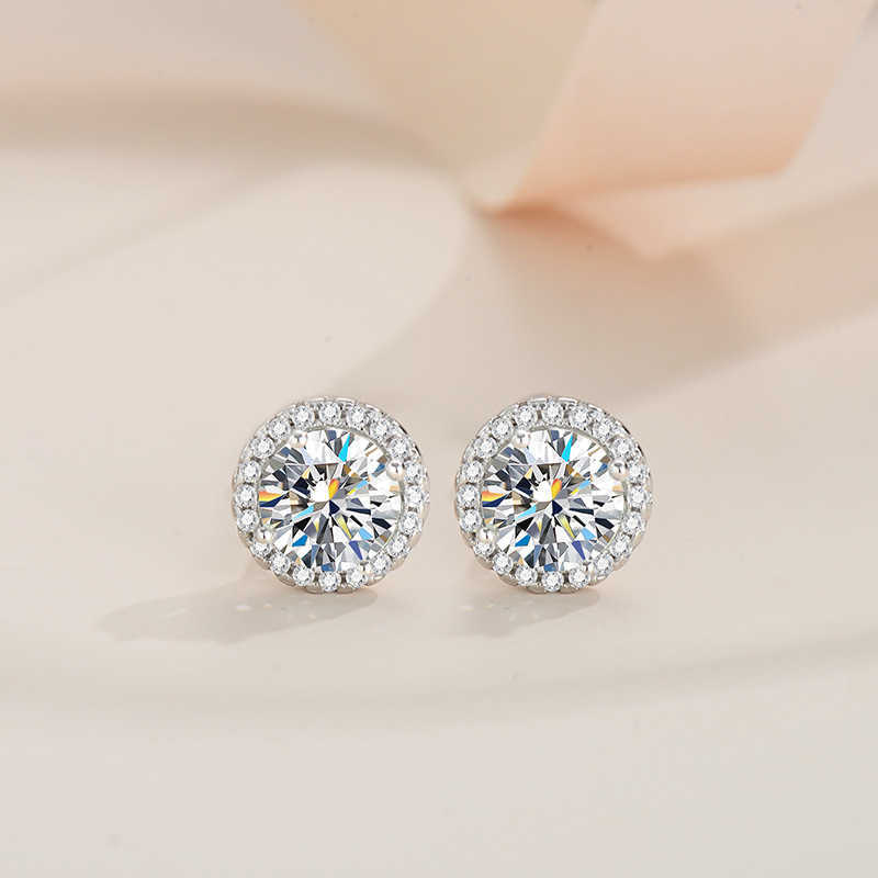 Wholesale 925 Sterling Silver Round Moissanite Diamond Screw Stud Earrings Men Women