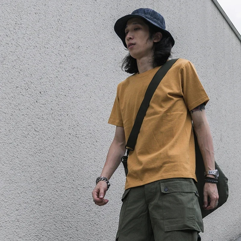 Non Stock 260g Seamless Tubular T-Shirts USA Cotton Crew Neck Short Sleeve Tee 250109