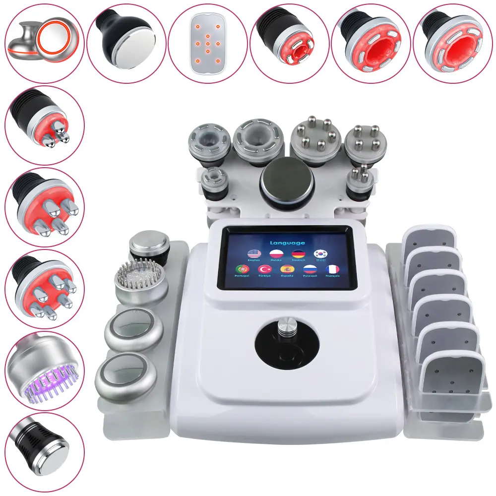 Ultrasonic 11 in 1 Vacuum Cavitation System Radio Frequency Cellulite Reduction Machine Body EMS Massage Fat Burning Lipolaser Slimming Machine