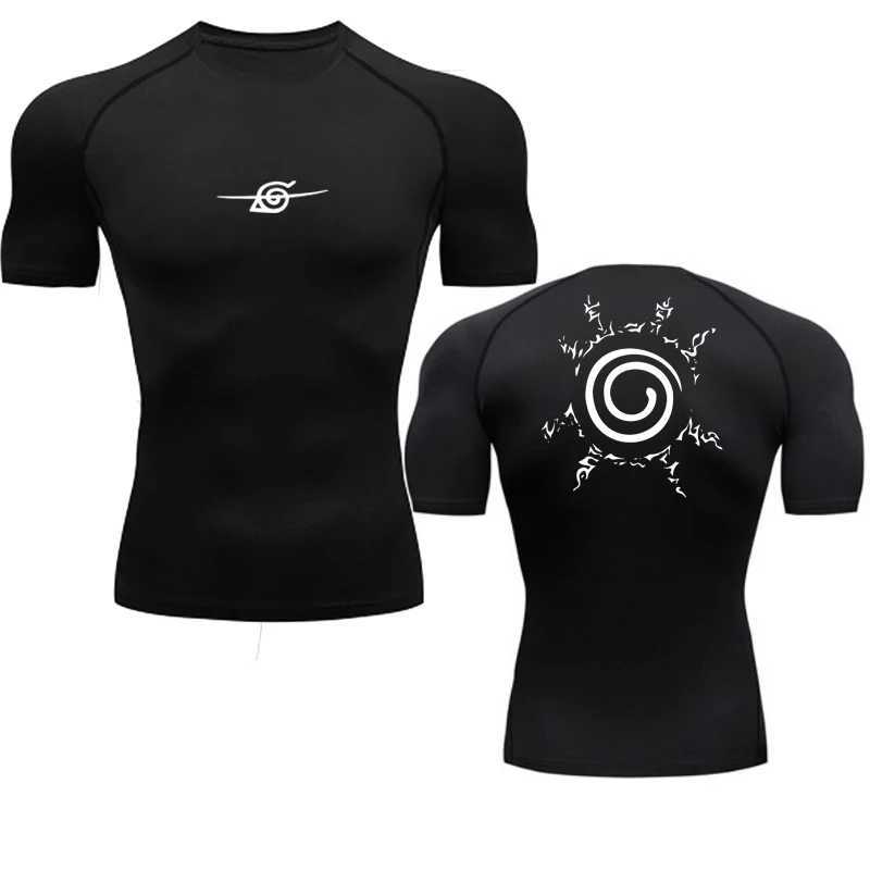 Mens compression shirt anime sports quick drying gym fitness sports underwear elastic top summer and autumn T-shirt W250111