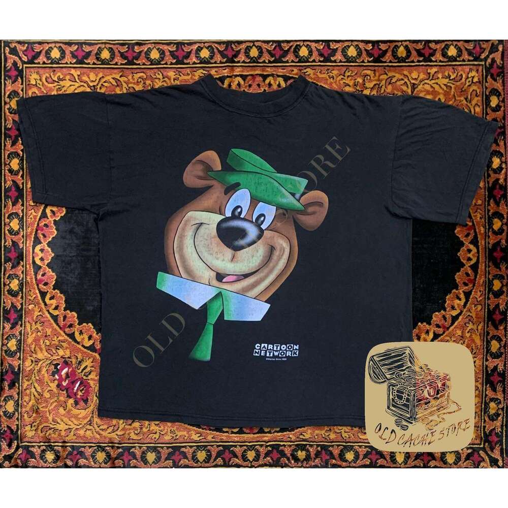 Versatile cartoon Yogi Bear yoga bear print summer round neck college style niche trendy short sleeved T-shirt