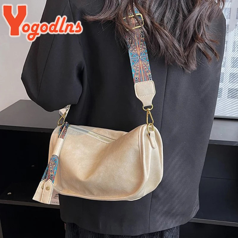 Yogodlns Vintage Shoulder Bag For Women PU Leather Pillow Style Crossbody Lady Messenger Ladies Tote Purse 250107