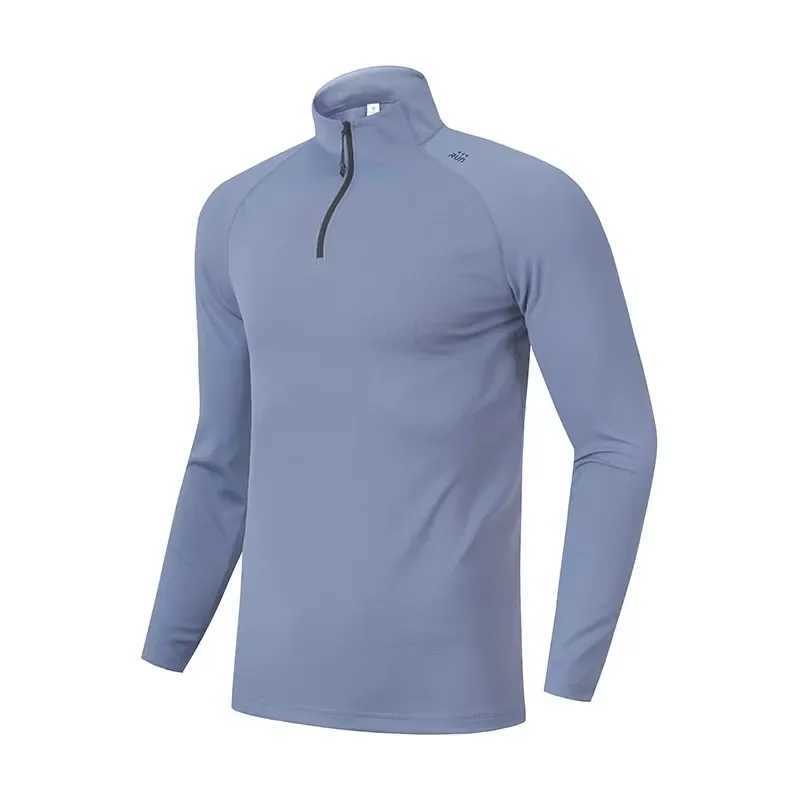 Half zip stand up collar long sleeved T-shirt quick drying fitness suit mens outdoor running bicycle training casual sports top W250111