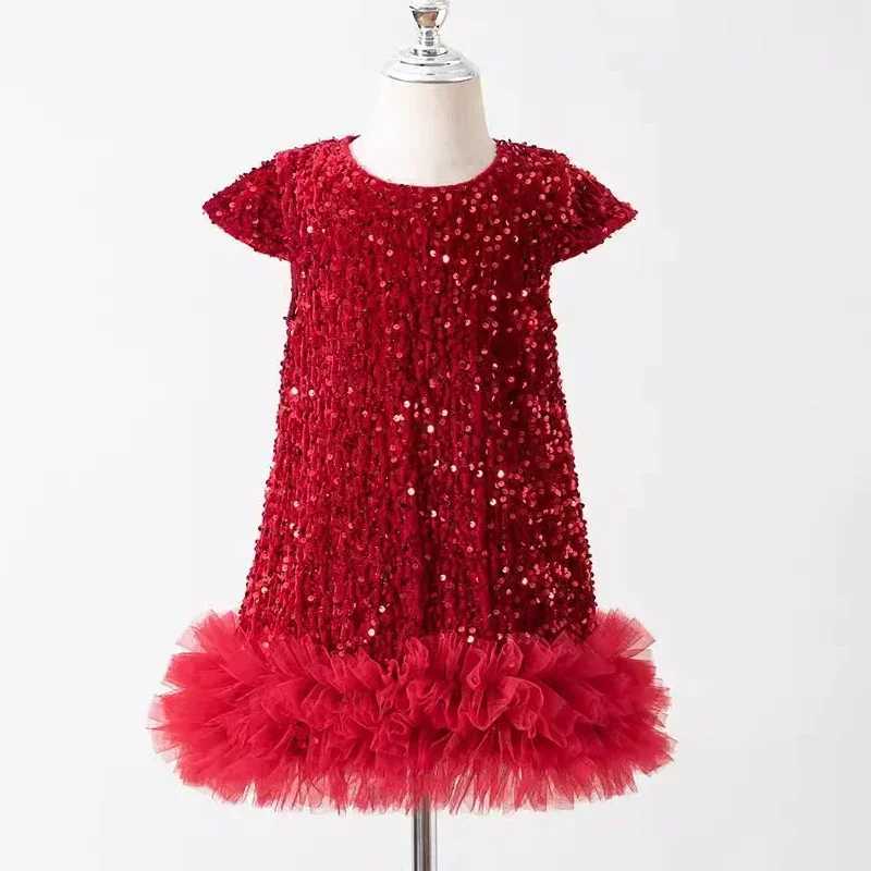 New autumn girl princess dress baby elegant Par Tutu fluffy sequin mesh skiing childrens mesh chiffon birthday dress L465 W250111