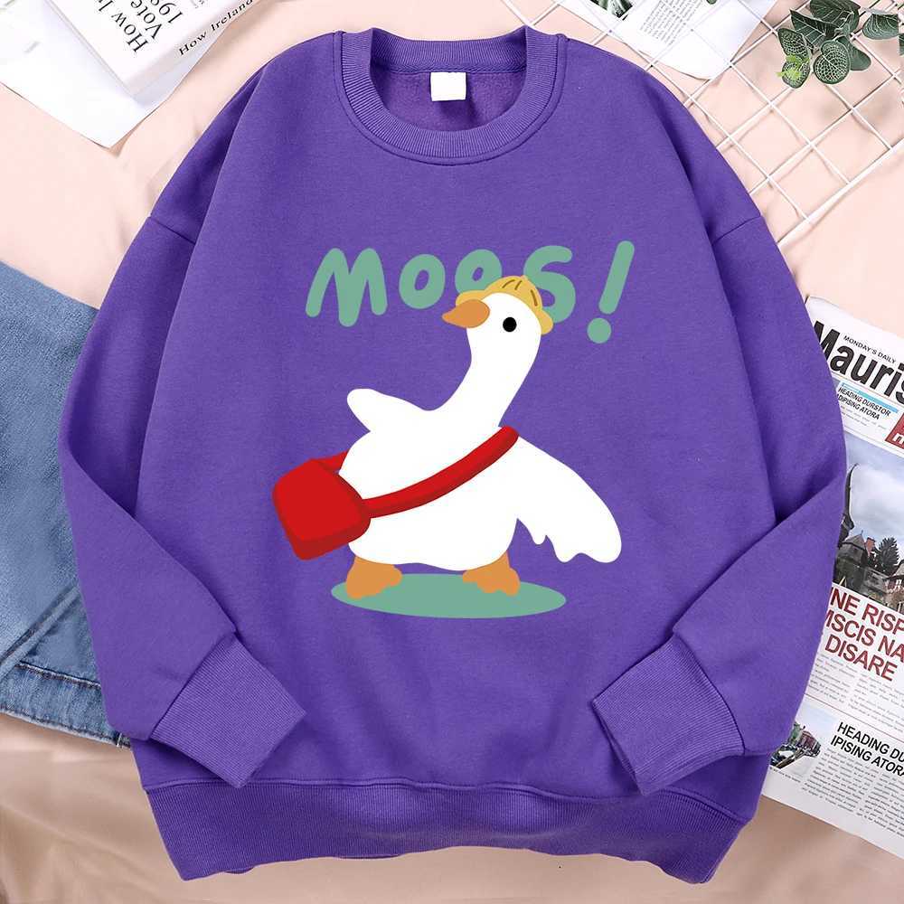 Big White Duck Goes to School Mens Harajuku Hoodie Fashion Wool Sweatshirt Autumn Wool Fitness Womens Hoodie W250110