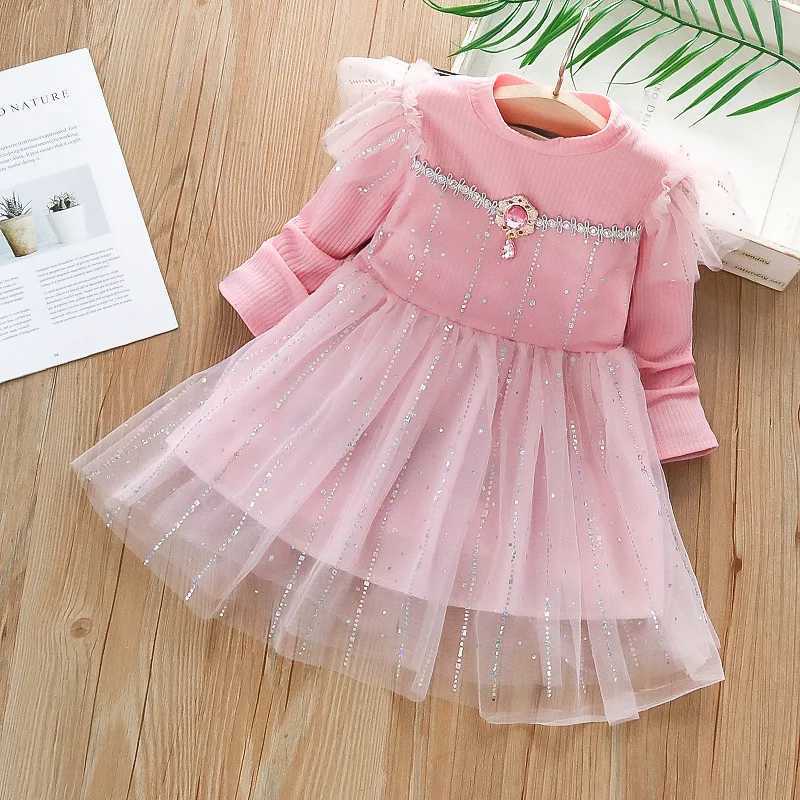 Girls casual dress long sleeved princess dress childrens clothing girls aged 2 to 6 childrens dress evening dress elegant W250111