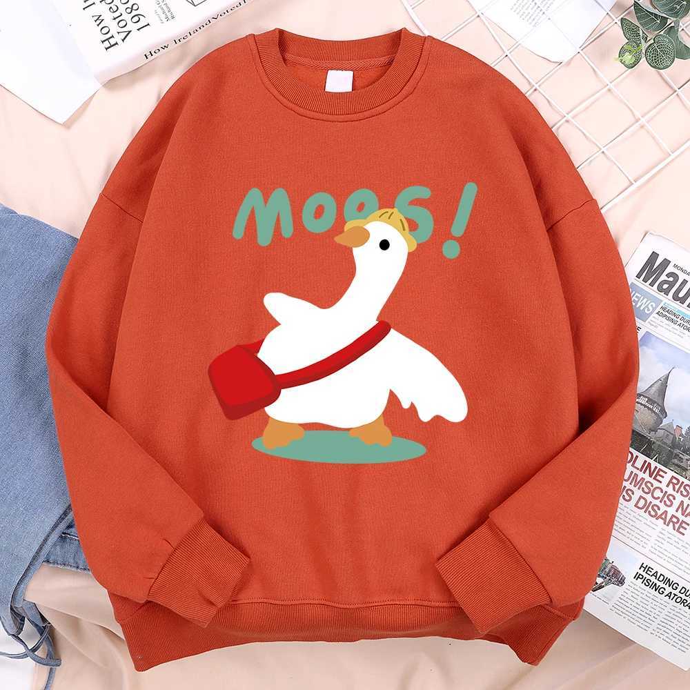 Big White Duck Goes to School Mens Harajuku Hoodie Fashion Wool Sweatshirt Autumn Wool Fitness Womens Hoodie W250110