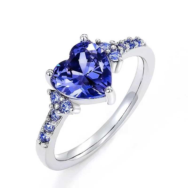 Charming heart-shaped purple cubic zirconia ring suitable for womens romantic wedding celebrations parties brides Accord New Trane jewelryXJ250412