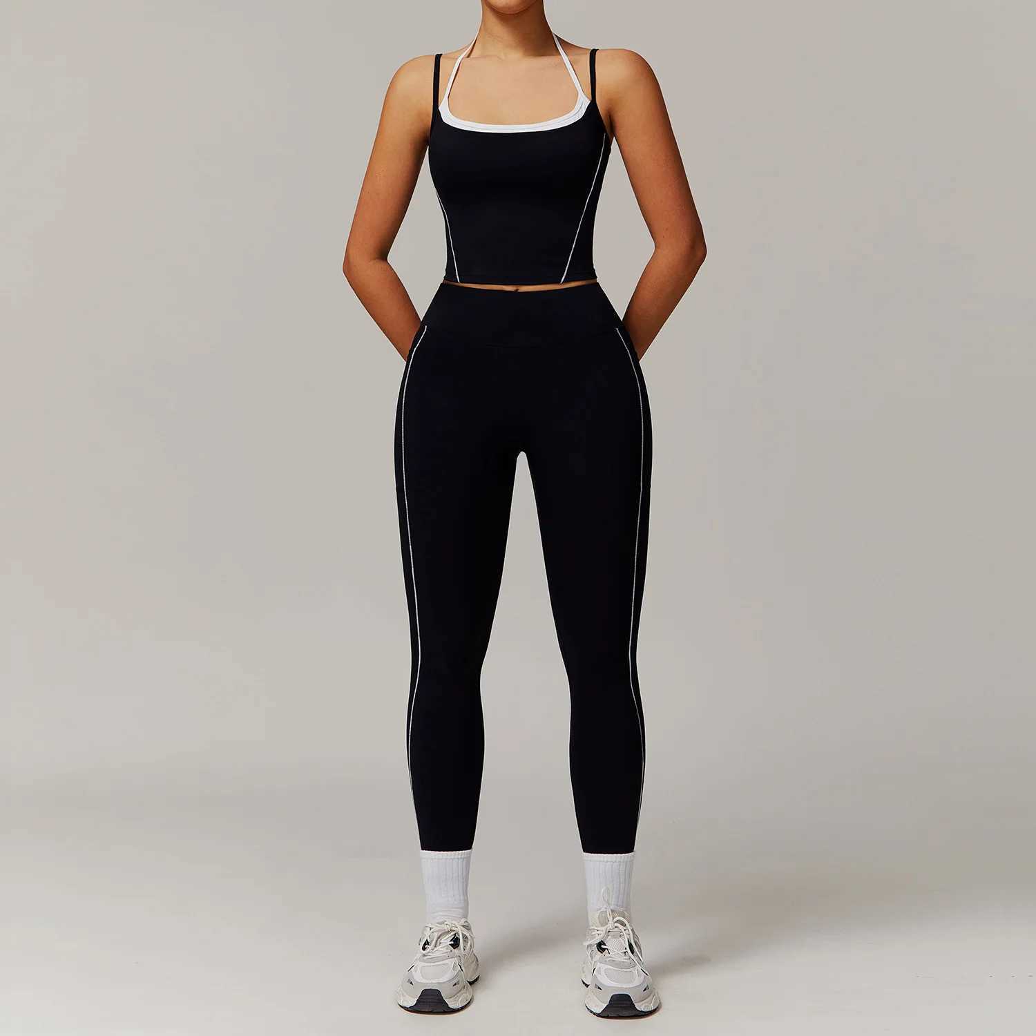 Set 2PCS womens track and field clothing sports bra high waist long leg shorts set gym clothing set sportswear X250110