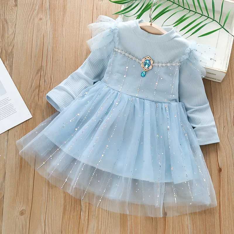 Girls casual dress long sleeved princess dress childrens clothing girls aged 2 to 6 childrens dress evening dress elegant W250111