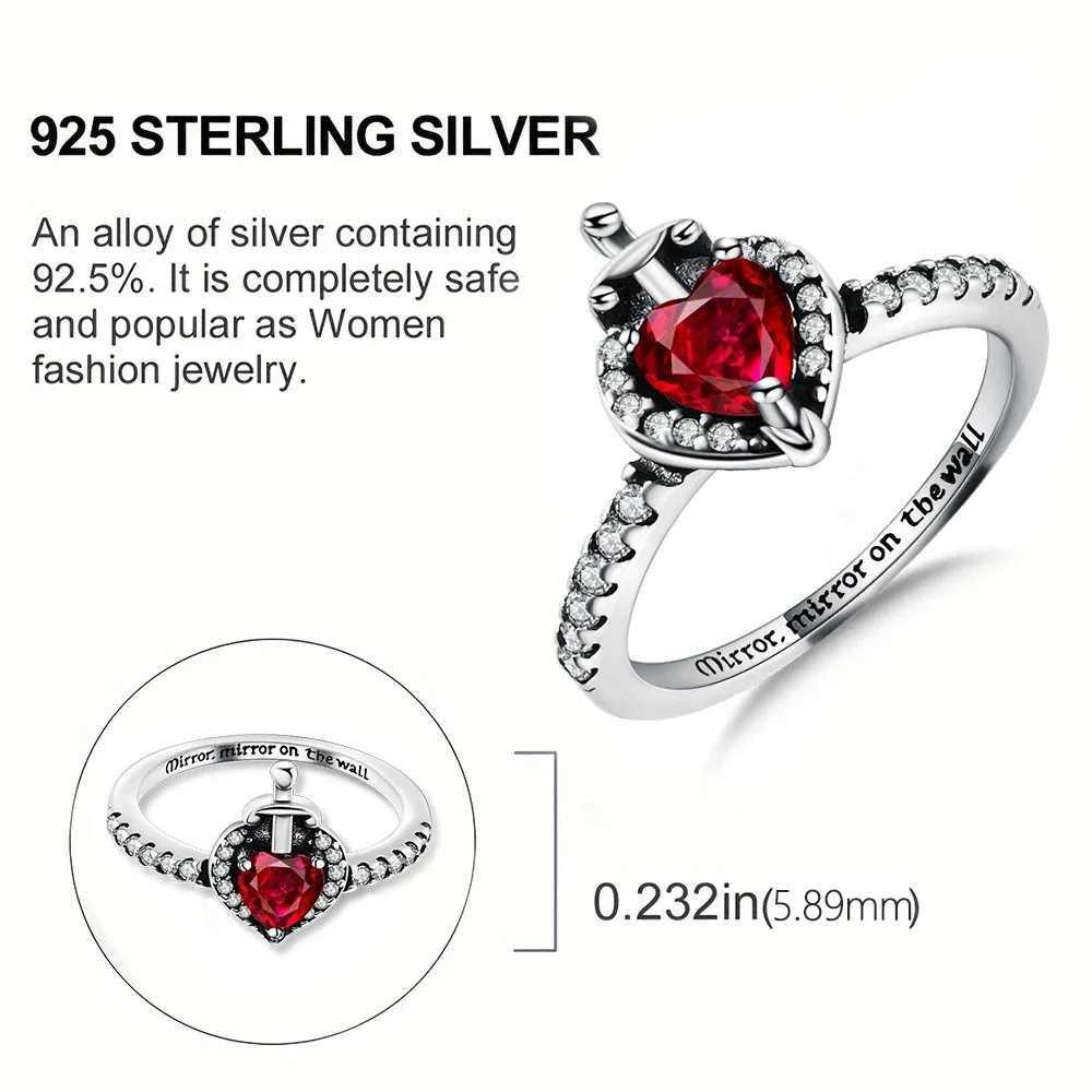 925 sterling silver red heart magic love ring sparkling zircon villain evil queen ring exquisite jewelry gift for women W250111