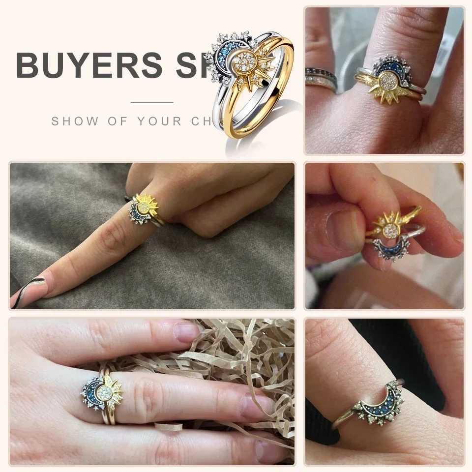 Original 925 Sterling Silver Rings For Women Crown Heart Sun Moon Engagement Wedding Pink Bow Ring Luxury JewelryXJ250514