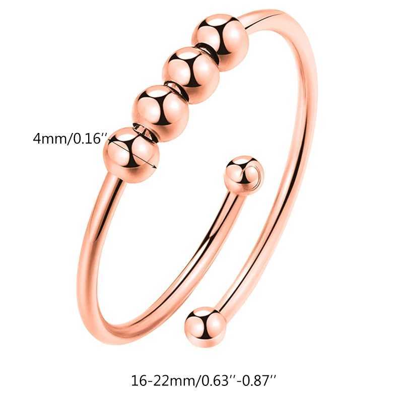 Punk Anxiety Ring Mens Spiral Fidget Bead Ring 2024 Trend Jewelry Rotating Pressure Free Stainless Steel Ring Gift W250111