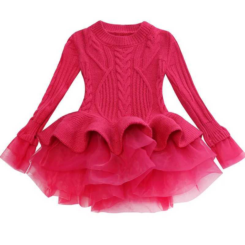Autumn and winter girls new long sleeved mesh sweater Tutu dress Christmas Halloween birthday Par fashion warm wool dress W250111