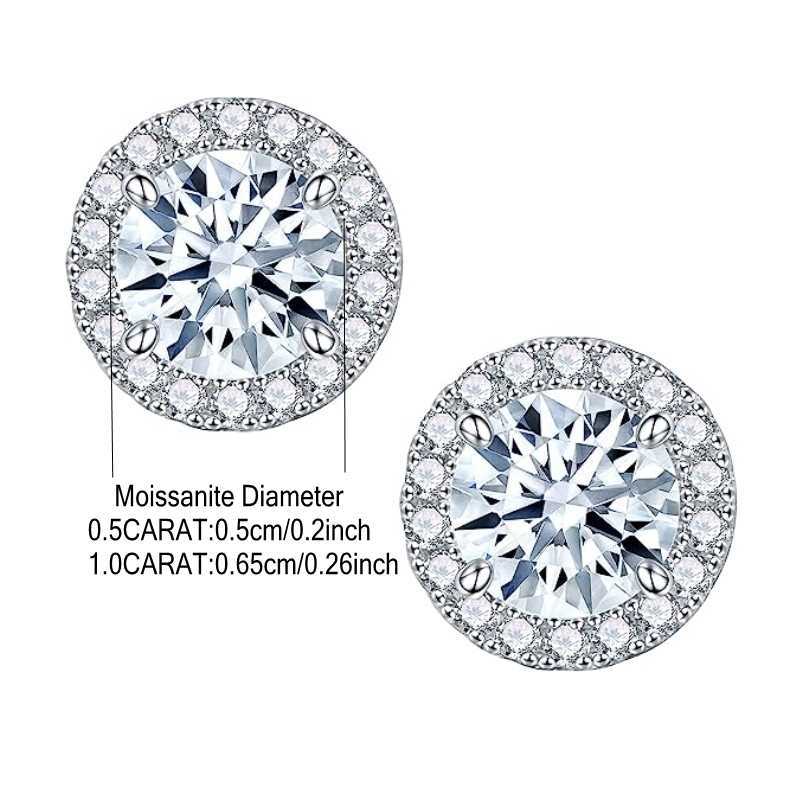 Wholesale 925 Sterling Silver Round Moissanite Diamond Screw Stud Earrings Men Women