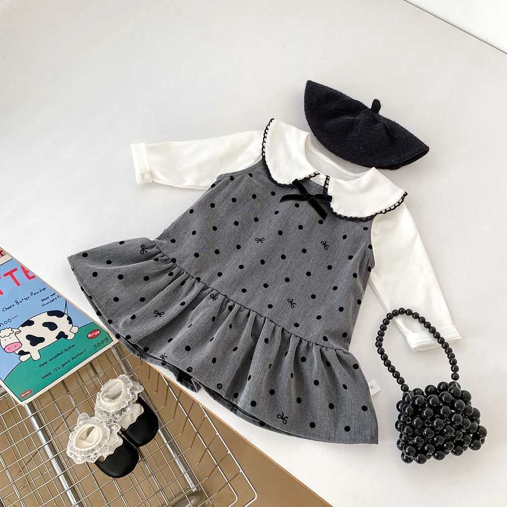 Spring 2025 new womens sleeveless polka dot vest pleated dress options long sleeved T-shirt W250111