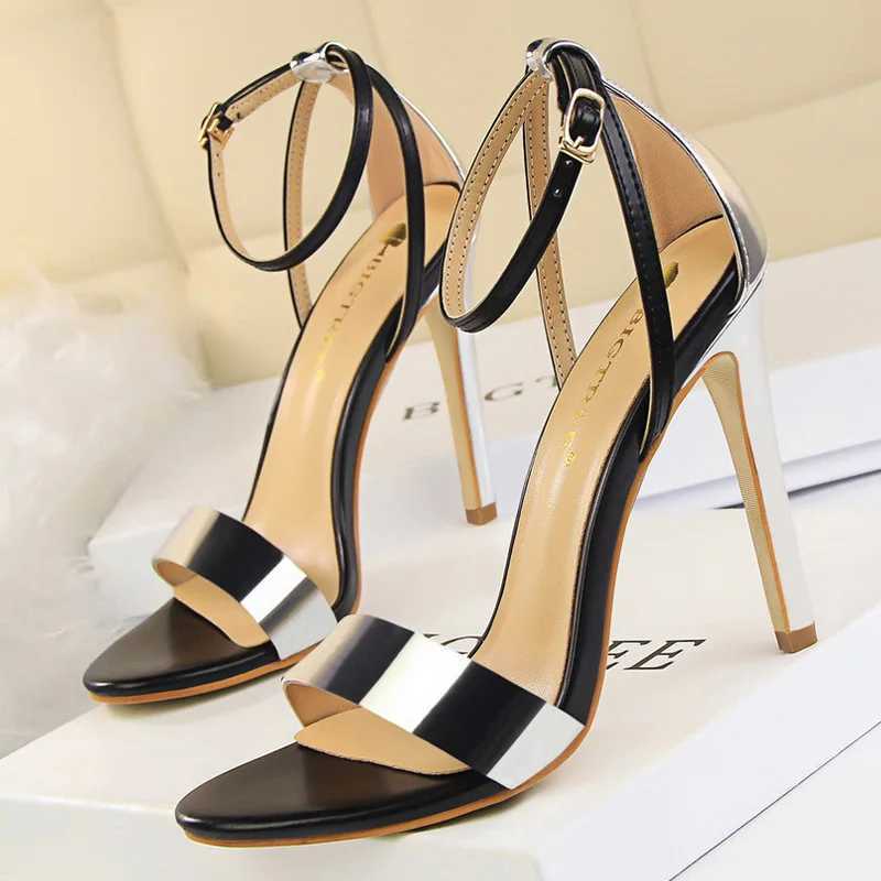 New Arrival BIGTREE shoes Pu leather high heels 2025 new womens high heels sexy slim high heels 11cm party shoes color matching womens sandals T250110