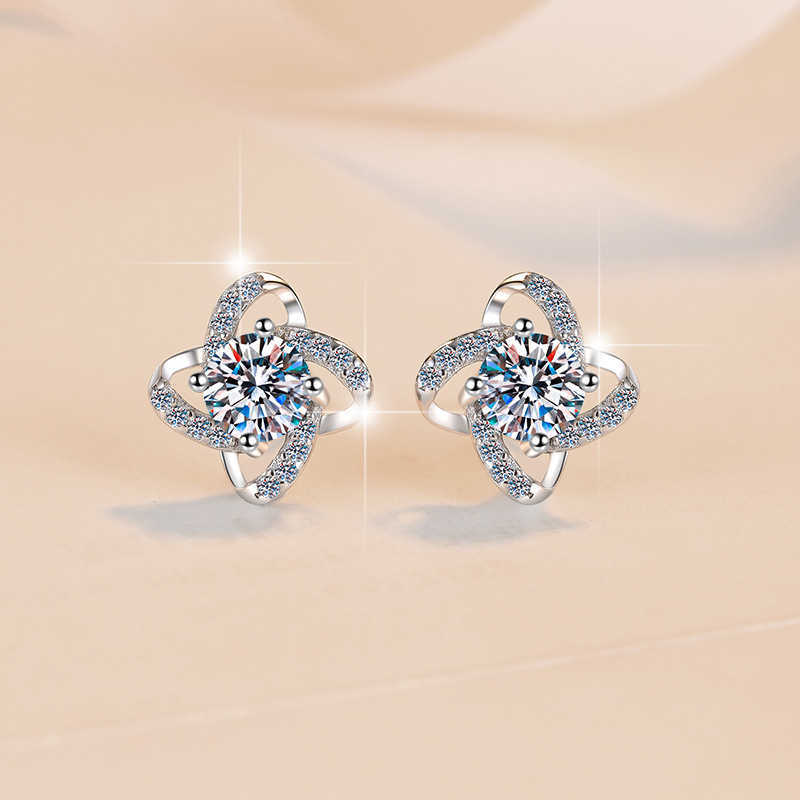 Fine Jewelry Fashion windmill 0.5CT Round Diamond Studs Earrings GRA Certified Moissanite S925 sterling silver earrings