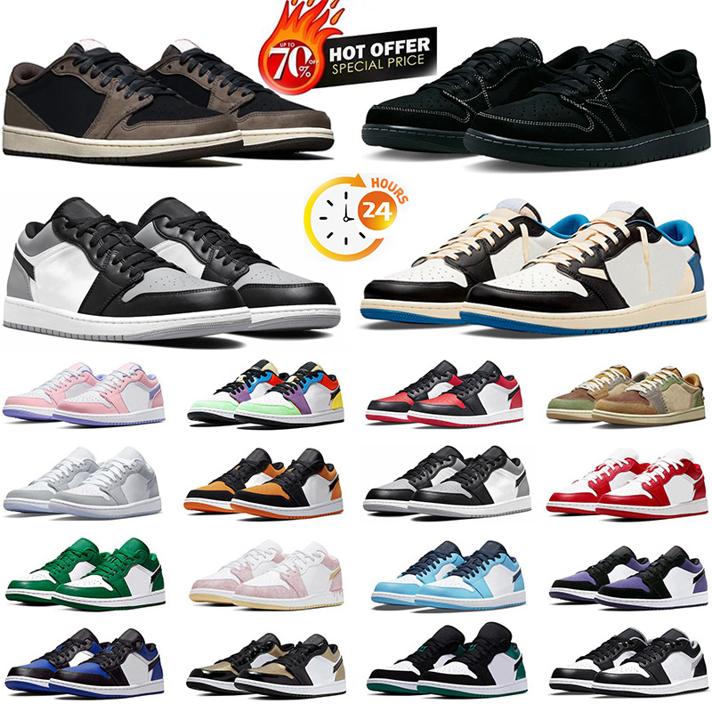 1S Low Basketball Shoes Trainers Designer Man Woman Reverse Mocha Military Blue Golf Olive Fiber Pink Grey Green Bred Youth Sneakers Sports Outdoors trainers 36-47