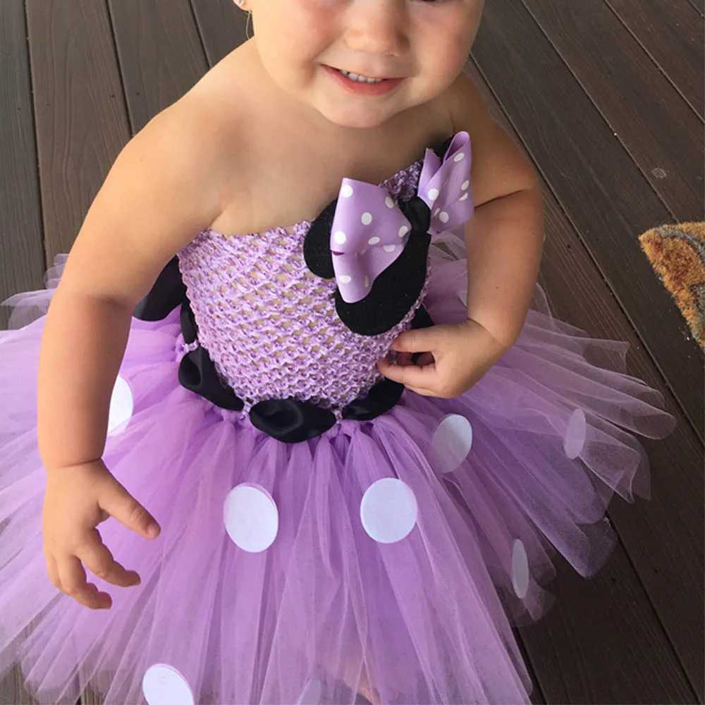 Cute girl Tutu dress baby crochet chiffon Tutus with white polka dot bow and headband childrens Par role-playing dress W250111