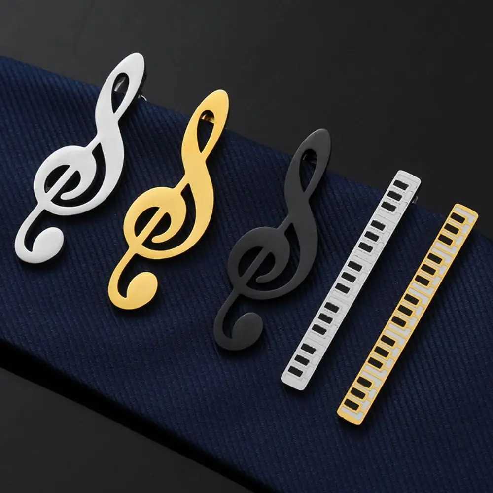 Creative High pitched Guitar Tie Clip Instrument Titanium Steel Music Note Tie Pin Punk Hip Hop Piano Neck Buckle Mens Style W250111