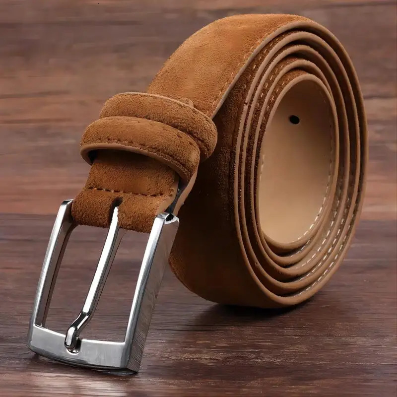 Sude Belt Made of genuine leather for men and women Oxford fabric belt leather buckle blue belt 250107