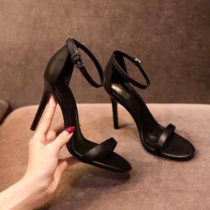 New Arrival Sandalia De Mujer Summer New Black Elegant Womens High Heels Thin High Heels Sexy Simple Allmatch Soft Leather Shoes T250110