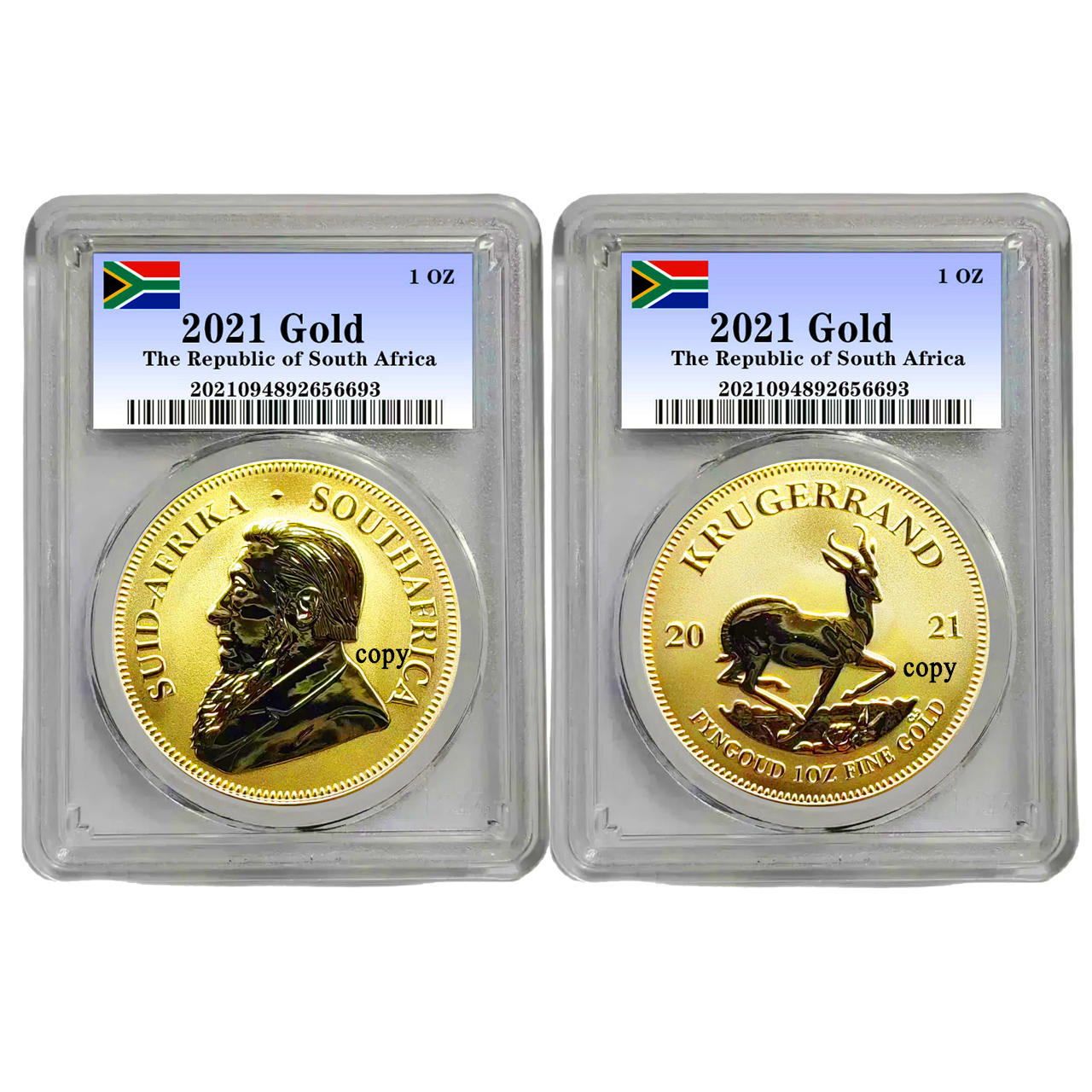 2021 South Africa 1OZ Krugerrand Deer Coin Copy Gold Silver Coins with Case High Quality Gift Collectibles