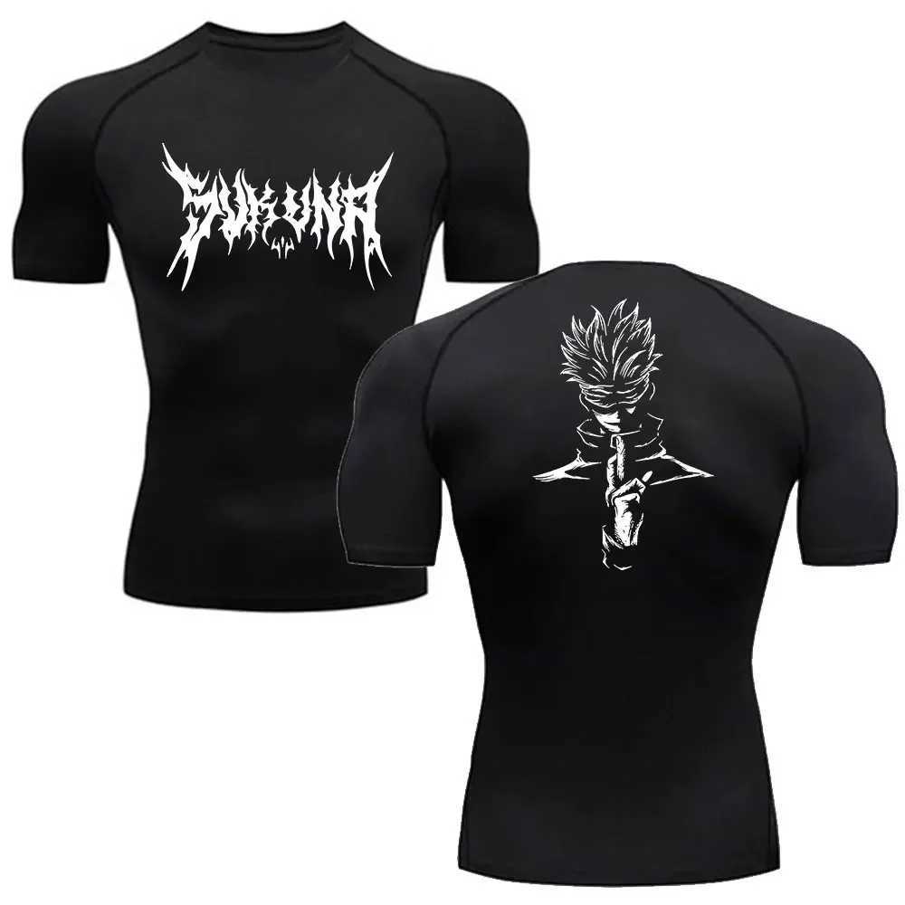 New anime printed thin compression shirt mens fitness running T-shirt summer outdoor cycling quick drying top S-3XL W250111