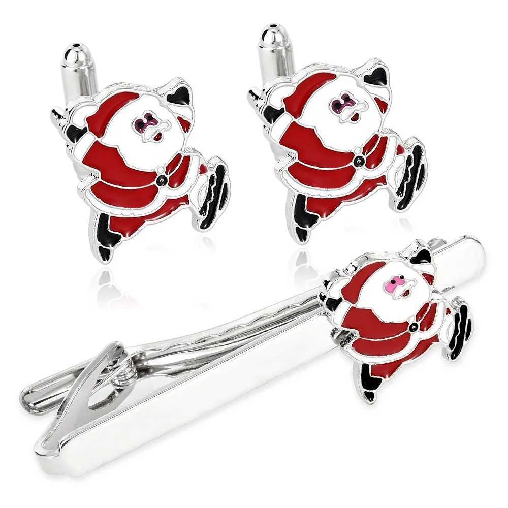 Creative alloy Santa Claus design cufflinks tie clip set mens personalized Christmas gift New Year shirt decoration W250111