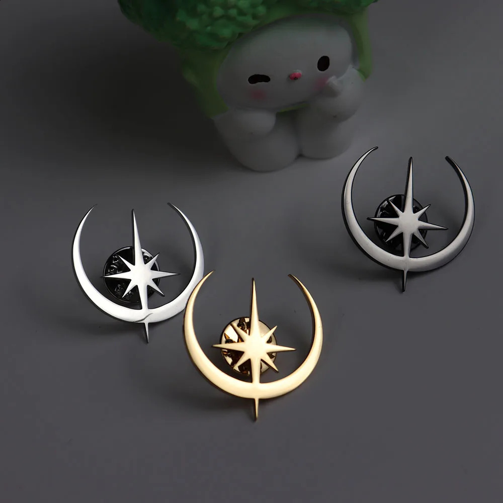 Personalized Stainless Steel Star and Moon Brooch Suitable for Various Occasions Clothing Matching Wedding Gifts 250103