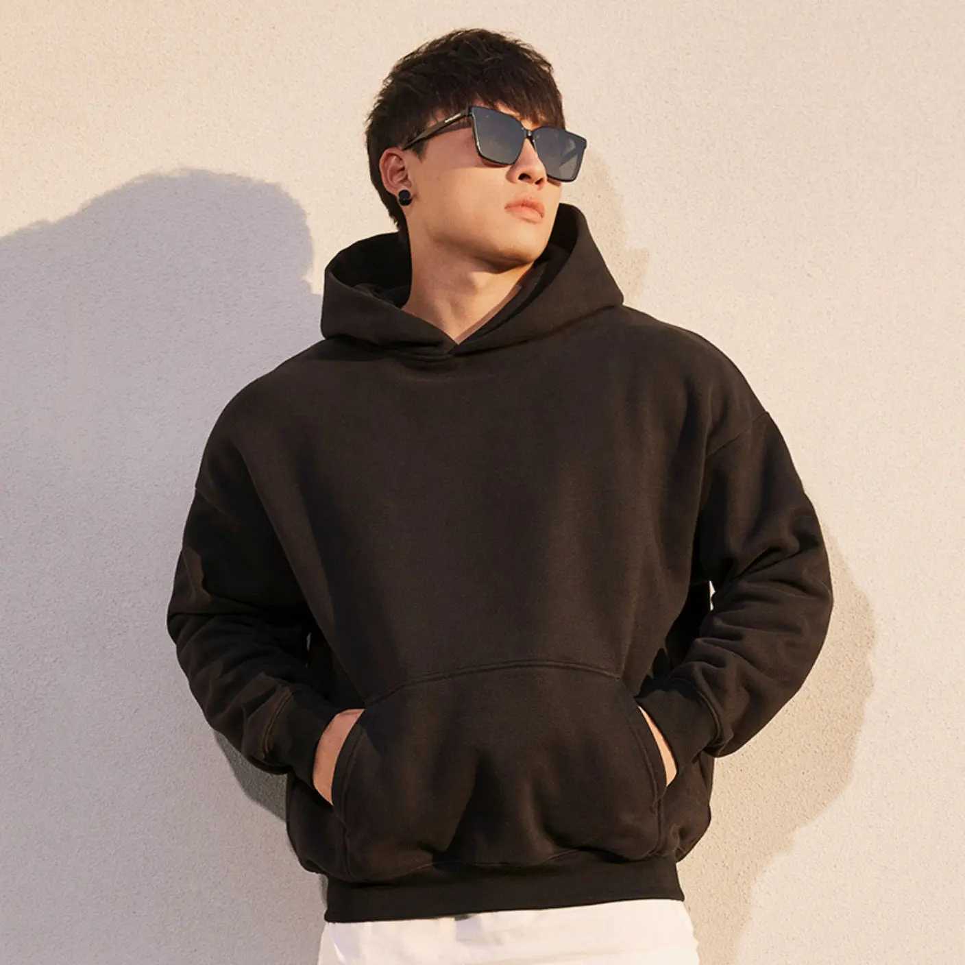 Loose Cotton Mens Hooded Sweatshirt Pocket Black Male Hoodie Funny Welcome Deal Y2k Vintage Novelty and Luxury Harajuku Fashion W250110