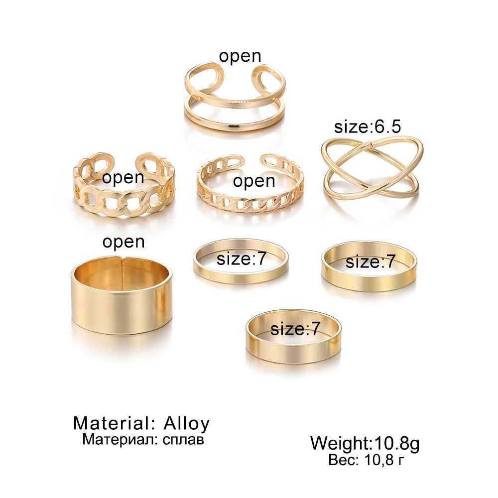 Bohemian Cross Wide Ring Set Suitable for Women Simple Chain Finger Tail Ring 2022 New Bijoux Jewelry Gift Ring W250111